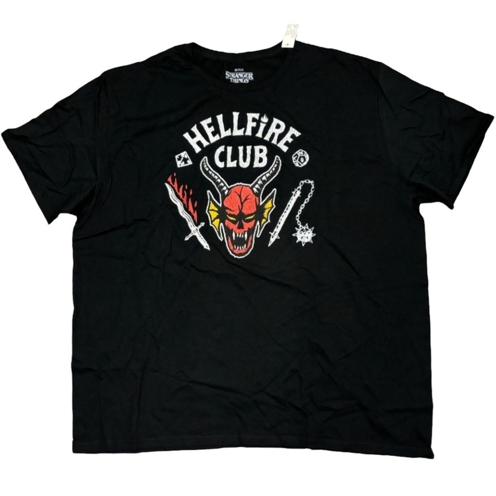 NWT Stranger Things Tee Shirt Size 3XL Hellfire Club Logo Graphic Black